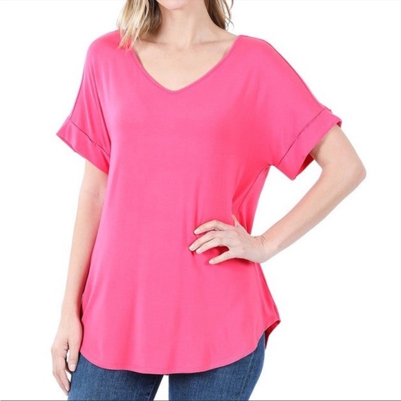 Stretchy Rayon tee - pink - Picture 1 of 7